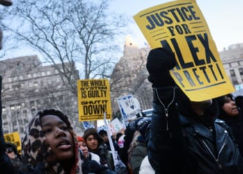 Hundreds of people, including students, attend a rally in lower Manhattan as part of a 'National Shutdown" event against ICE on Jan. 30 in New York City. Across the country, thousands participated in similar events in reaction to events in Minneapolis, where two people were killed in confrontations with ICE and other government immigration agents.