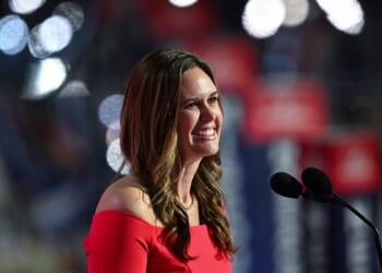 Sarah Huckabee Sanders smiling