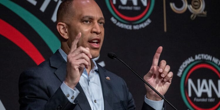 House Minority Leader Hakeem Jeffries speaks at the National Action Network’s 35th Anniversary Convention in New York.
