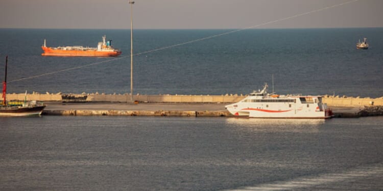 Ships cross the waters near the Strait of Hormuz in Muscat, Oman on March 30, 2026.
