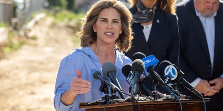 Jillian Michaels speaks to the press at Palisades Fire Roundtable hosted by EPA Director Lee Zeldin on Feb. 4, 2026.