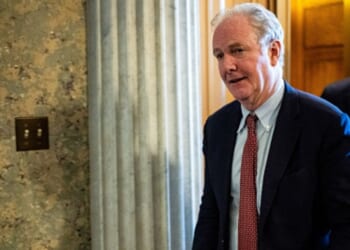 Maryland Democrat Senator Chris Van Hollen walks the halls of the United States Capitol Building on Jan. 30, 2026.