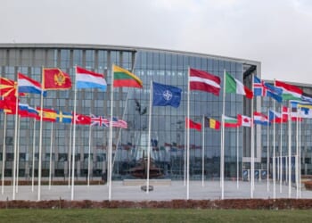 The NATO Headquarters stands in Haren, Brussels, Belgium on December 17, 2025.