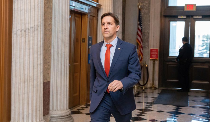 Then-Sen. Ben Sasse, R-Neb., walks the halls of the U.S. Capitol in Washington on Wednesday, Jan. 19, 2022. (AP Photo/Amanda Andrade-Rhoades) **FILE**