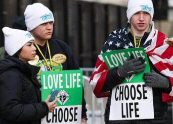 Protesters at the annual March for Life event in Washington, D.C. on Jan. 23, 2026.