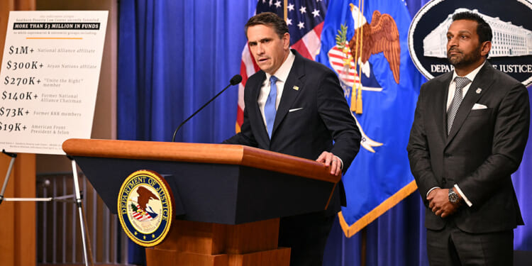 Todd Blanche and Kash Patel announced charges against the Southern Poverty Law Center, claiming the SPLC was funding the Ku Klux Klan and others.