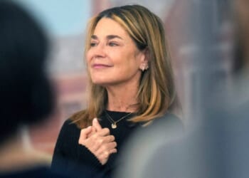 Savannah Guthrie, co-host of NBC's "Today" show, pays a visit to the set on Thursday before her return to the air on Monday morning.