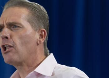 Political commentator Scott Jennings speaks at US Rep. Ashley Hinson hosted fundraiser on Aug. 23, 2026.