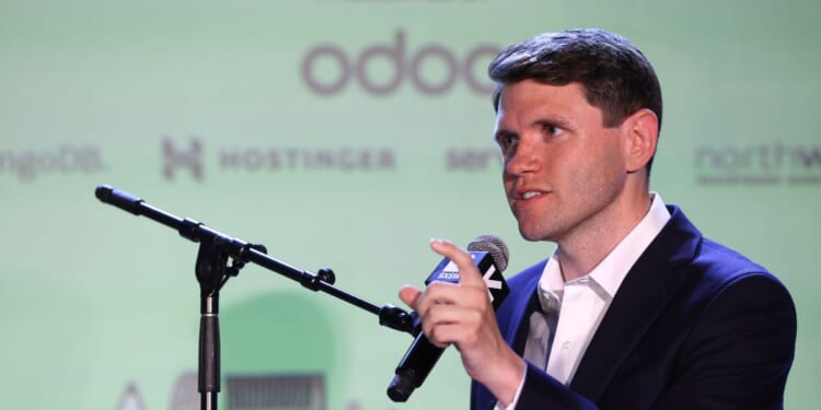 James Talarico speaks onstage during "Raging Moderates" at the Vox Media Podcast Stage at SXSW on March 14, 2026, in Austin, Texas.