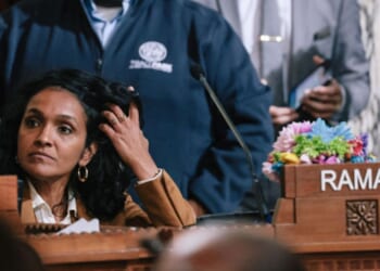 Councilwoman Nithya Raman sits at a dais on June 11, 2024.