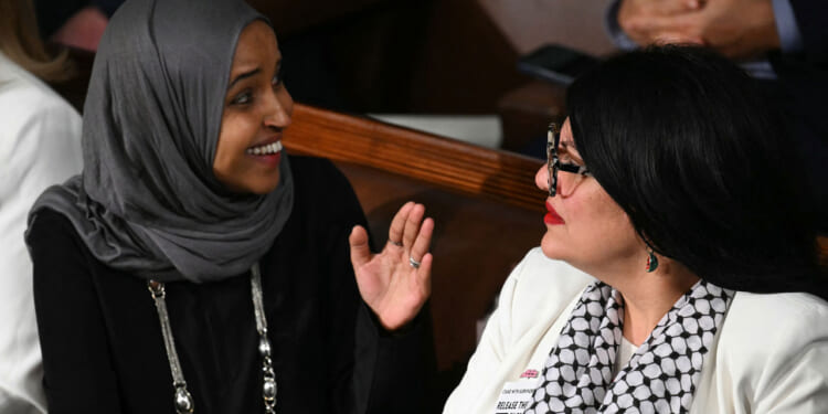 Squad members representative Tlaib and Omar at the State of the Union.