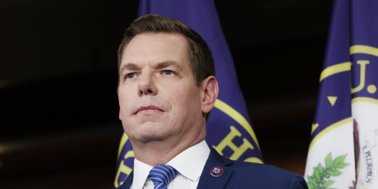 Rep. Eric Swalwell speaks at a news conference at the U.S. Capitol Building on Sept. 8, 2025, in Washington, D.C.