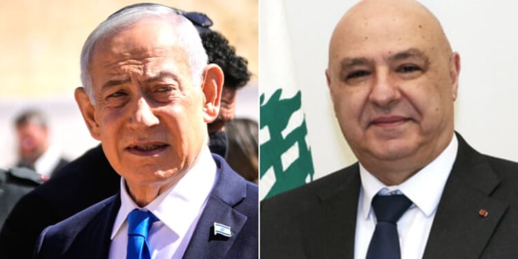 President Donald Trump said he has invited Lebanese President Joseph Aoun, right, and Israeli Prime Minister Benjamin Netanyahu, left, to the White House for peace talks.