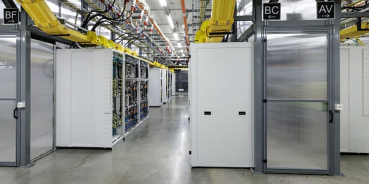 Graphics processing unit rows in Indonesian warehouse on February 4, 2026.