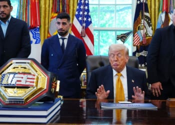 Trump brings UFC fighters to the White House to talk up the matches on the South Lawn