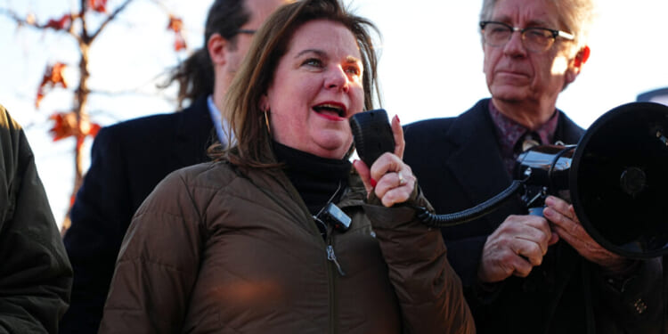 President of Susan B. Anthony Pro-Life America, Marjorie Dannenfelser, speaks during a protest to call on the Trump administration to ban the abortion pill, Jan. 22, 2026. (REUTERS/Aaron Schwartz/File Photo)