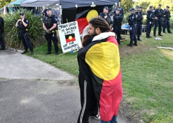 Protesters arrested at site of proposed main stadium for 2032 Brisbane Olympics