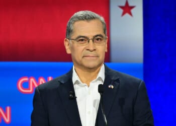 Democratic candidate Xavier Becerra participates in a California gubernatorial debate.