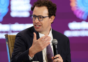 CEO of Anthropic Dario Amodei, addresses the gathering at the AI Impact Summit, in New Delhi, India, February 19, 2026. REUTERS/Bhawika Chhabra/File Photo