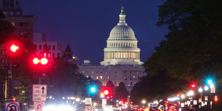 The United States Capitol Building stands during dusk on June 18, 2025.