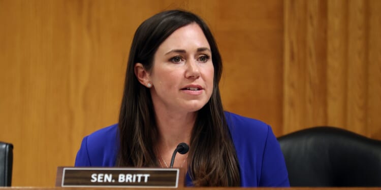 Sen. Katie Britt, seated