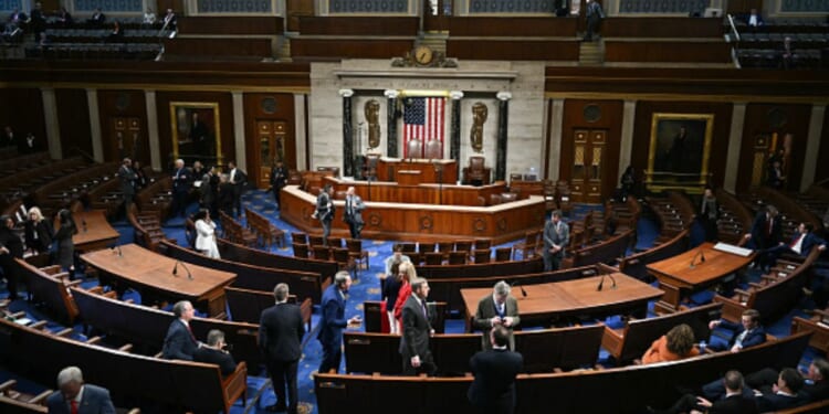 House members begin arriving in the House chamber for President Trump’s first State of the Union speech.