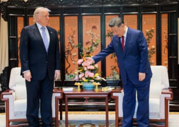 President Xi Jinping, of China, bows to President Donald Trump, of the United States, during his state visit to China on May 15, 2026.