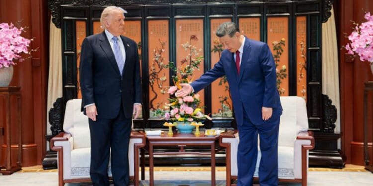 President Xi Jinping, of China, bows to President Donald Trump, of the United States, during his state visit to China on May 15, 2026.