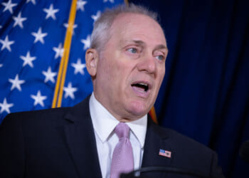 House Majority Leader Steve Scalise (R-LA) speaks at the Republican National Committee headquarters in Washington, DC on May 13, 2026.