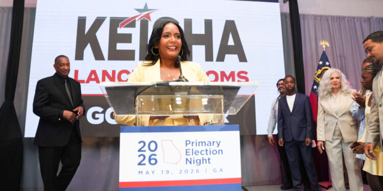 Gubernatorial candidate, former Atlanta Mayor Keisha Lance Bottoms speaks at a primary night watch party.