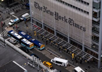 The New York Times Building, a 52-story skyscraper on the west side of Midtown Manhattan, is seen in a file photo dated Jan. 15, 2025, in New York City.