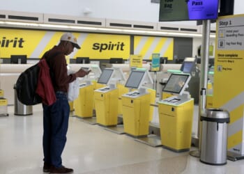 A Spirit Airlines passenger in an airport