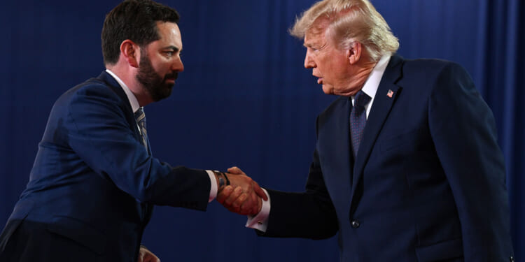 Mike Lawler and President Donald Trump at a New York campaign rally.