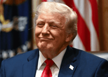 President Donald Trump smiles in a cabinet meeting