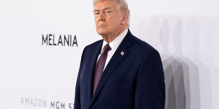 President Donald Trump attends Amazon MGM's "Melania" World Premiere at The Trump Kennedy Center on January 29, 2026 in Washington, DC. (Dimitrios Kambouris/Getty Images)
