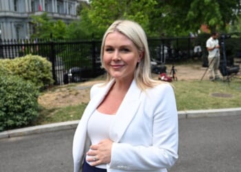 White House Press Secretary Karoline Leavitt walks to speak to the press at the White House in Washington, D.C., on April 24, 2026.
