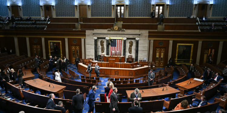 A view of the House chamber before President Donald Trump arrives for his State of the Union address.