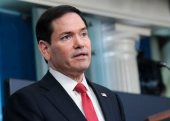 Secretary of State Marco Rubio speaks during a press conference in the Brady Press Briefing Room at the White House on May 5, 2026, in Washington, D.C.