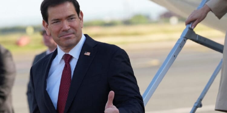 Secretary of State Marco Rubio gives a thumbs up after arriving in Rome for a two-day visit last week.
