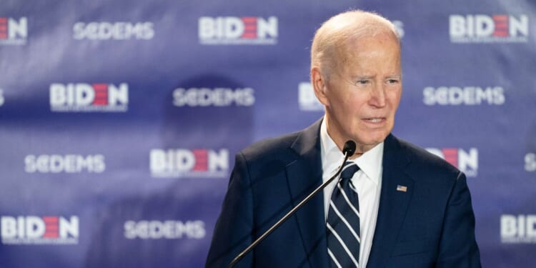 Former President Joe Biden speaks to a crowd at an event with the South Carolina Democratic Party in Columbia, South Carolina, on Feb. 27, 2026.