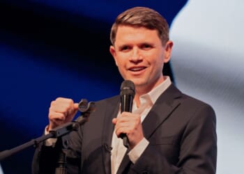 Texas Democratic Senate candidate James Talarico speaks at a rally Wednesday in Houston, Texas.