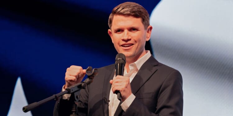 Texas Democratic Senate candidate James Talarico speaks at a rally Wednesday in Houston, Texas.