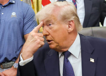 President Donald Trump gestures as he speaks during a proclamation signing May 05, 2026 in Washington, DC.