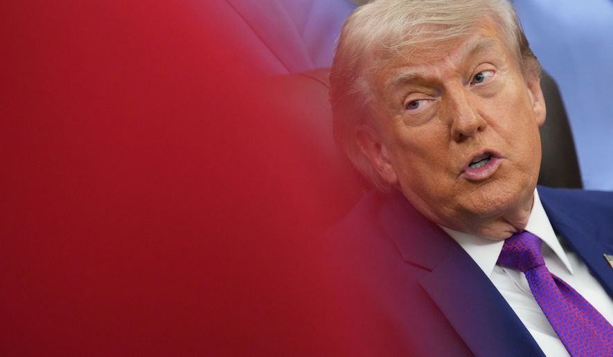 President Donald Trump speaks at an event about maternal healthcare, Monday, May 11, 2026, in the Oval Office of the White House, in Washington. (AP Photo/Jacquelyn Martin)