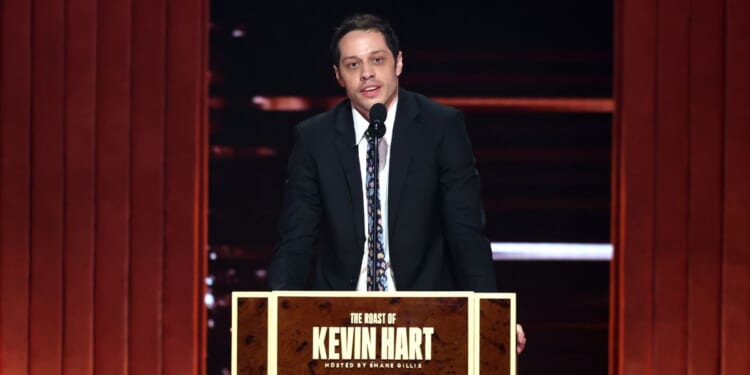 Pete Davidson speaks onstage during Netflix Is A Joke Festival Presents: The Roast of Kevin Hart at The Kia Forum on May 10, 2026, in Inglewood, California.