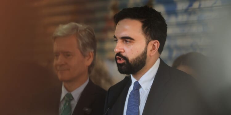 New York City Mayor Zohran Mamdani speaks at a news conference where he announces the first of his city's state-run grocery stores in New York City on April 14, 2026.