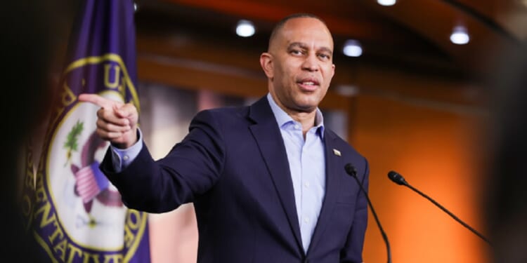 House Minority Leader Hakeem Jeffries, a New York Democrat, is pictured at a news conference April 20, the day before Virginia's redistricting referendum that was thrown out Friday by the Virginia Supreme Court.