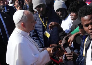 Pope is delayed in the Canary Islands when his charter flight has a technical problem