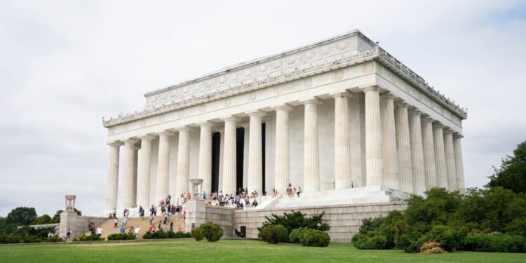 An exterior view of the Lincoln Memorial, a U.S. national memorial to honor President Abraham Lincoln, on the western end of the National Mall in Washington, D.C., on June 24, 2022.