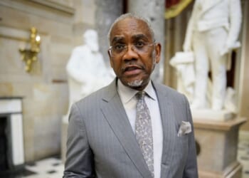 Rep. Gregory Meeks speaks to members of the media after Republicans pulled a war powers bill on Iran when it became apparent that Democrats had enough votes to pass it, at the U.S. Capitol Building on May 21, 2026, in Washington, D.C.